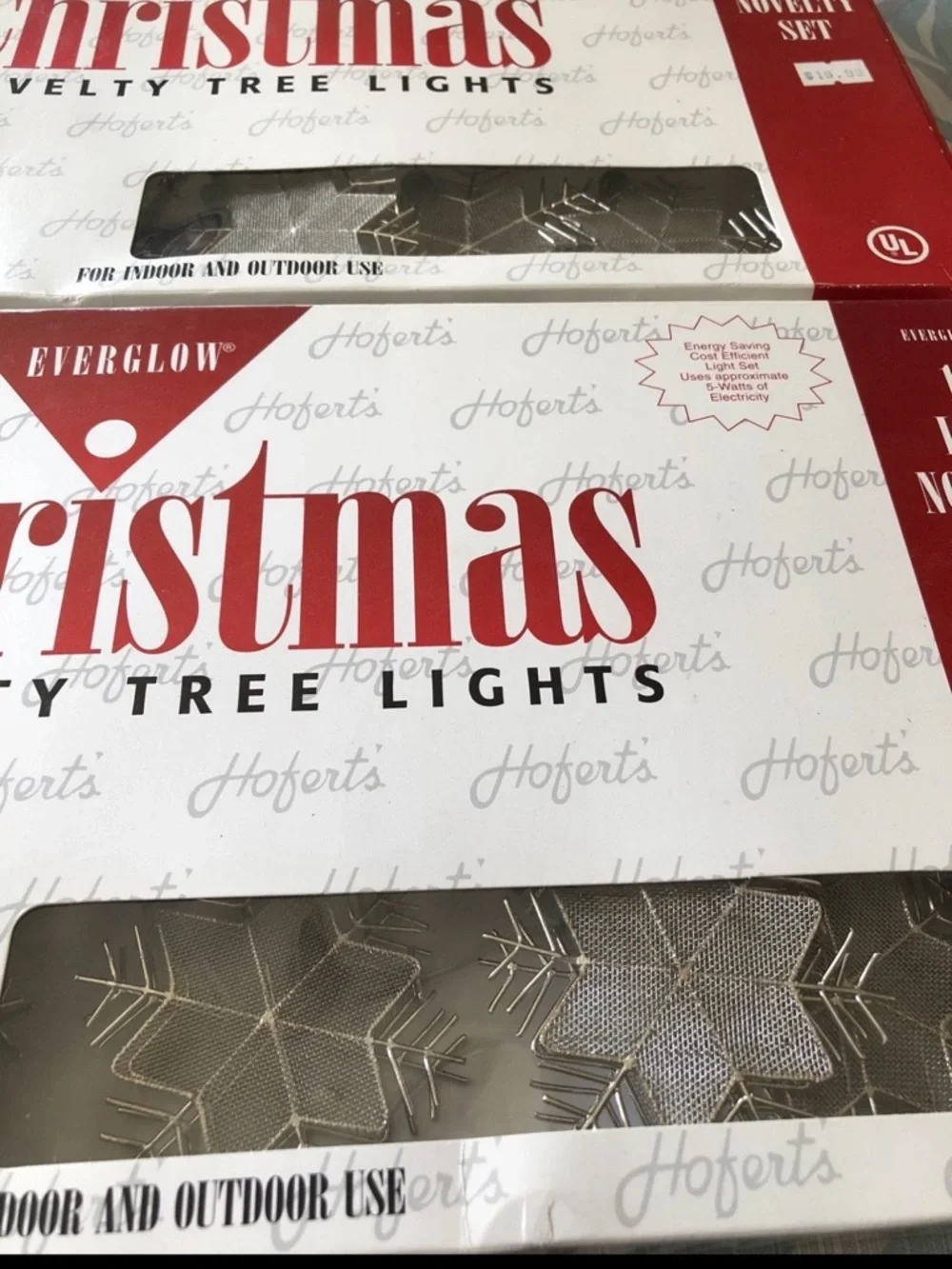 Everglow Novelty Christmas Tree String Lights - Snowflakes, Set Of 2 Boxes, NEW